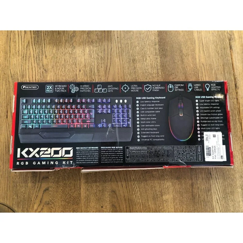 Sentry KX200 RGB Gaming Combo Kit - Keyboard & Mouse Gamers LED Rainbow Keyboard